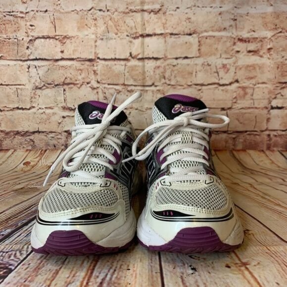 ASICS Gel Contend T2F9N White Silver & Purple Lace Up Running Shoes Sz 9 - Picture 4 of 8